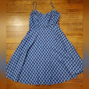 100% rayon blue and white summer dress